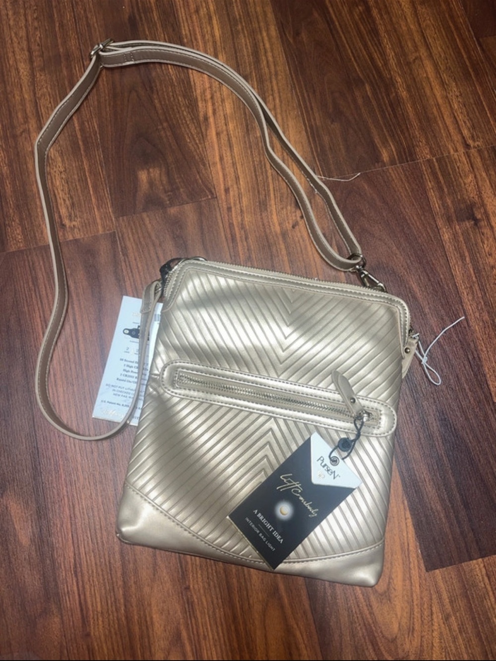 Metallic Gold Crossbody Bag LED light bag